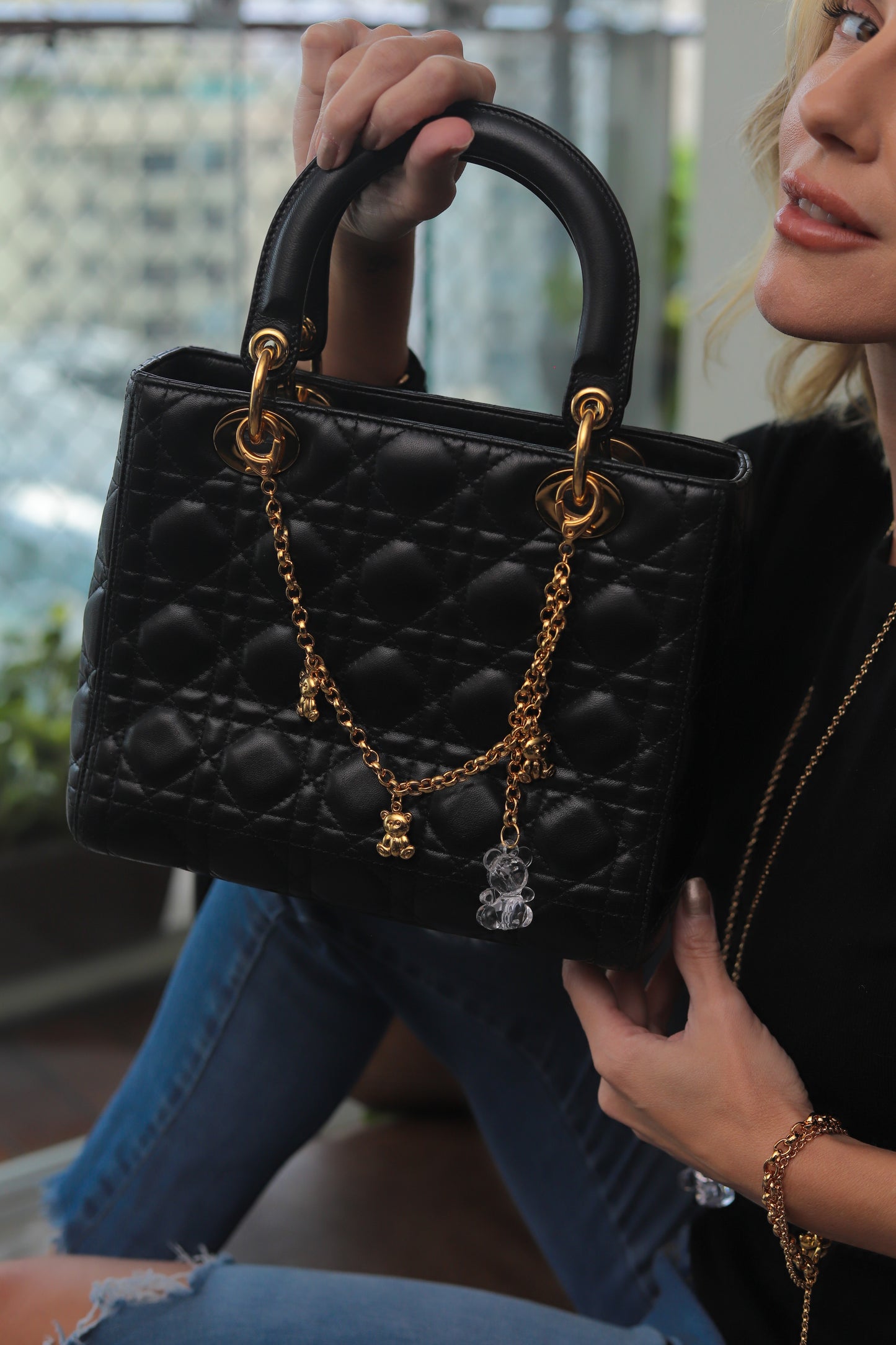 Soft bear bag charm Welcome