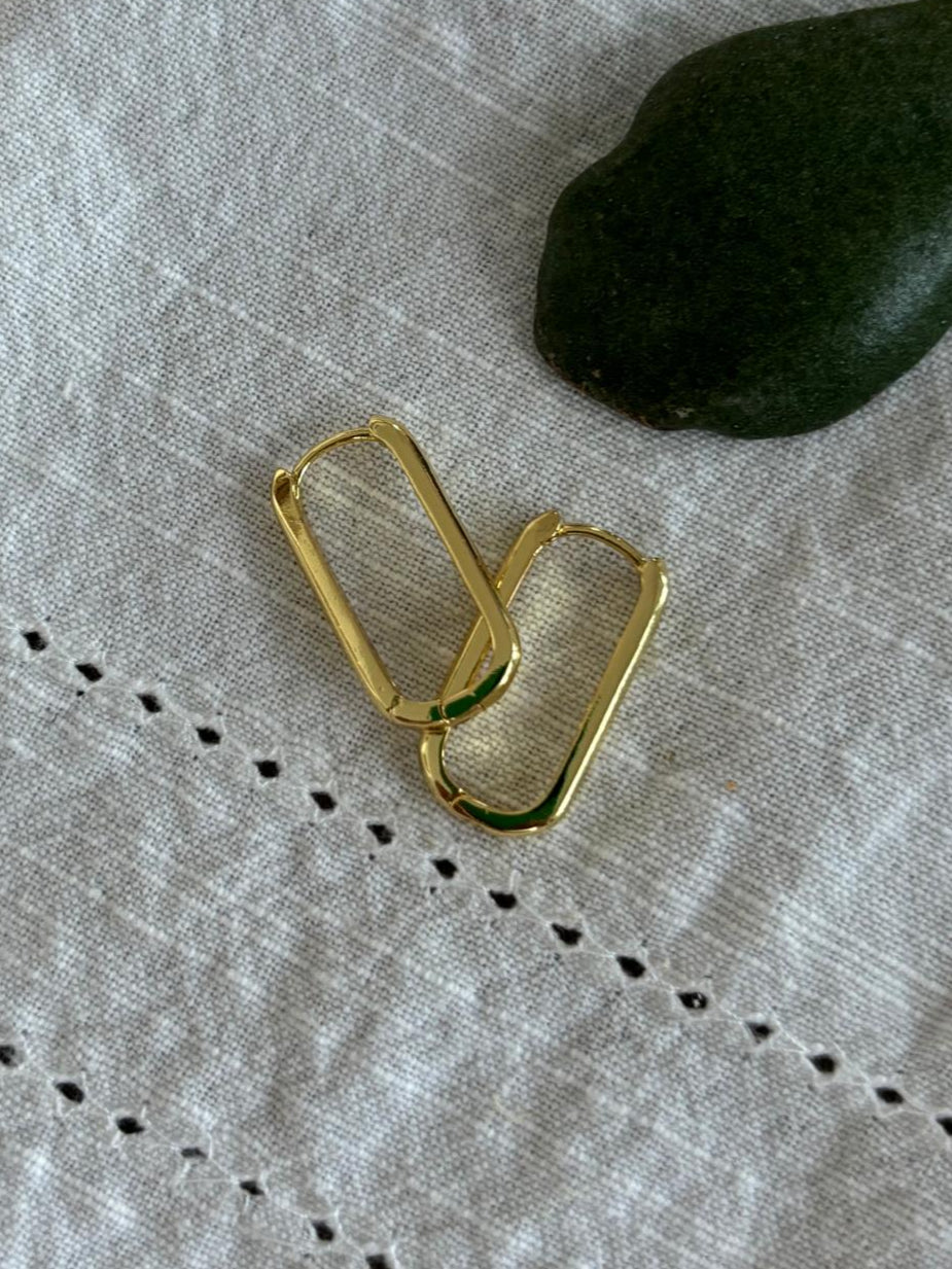Earrings large rectangle Welcome hoop