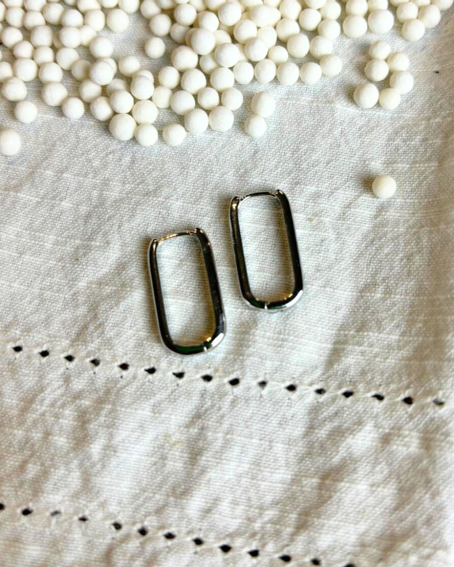 Earrings large rectangle Welcome hoop
