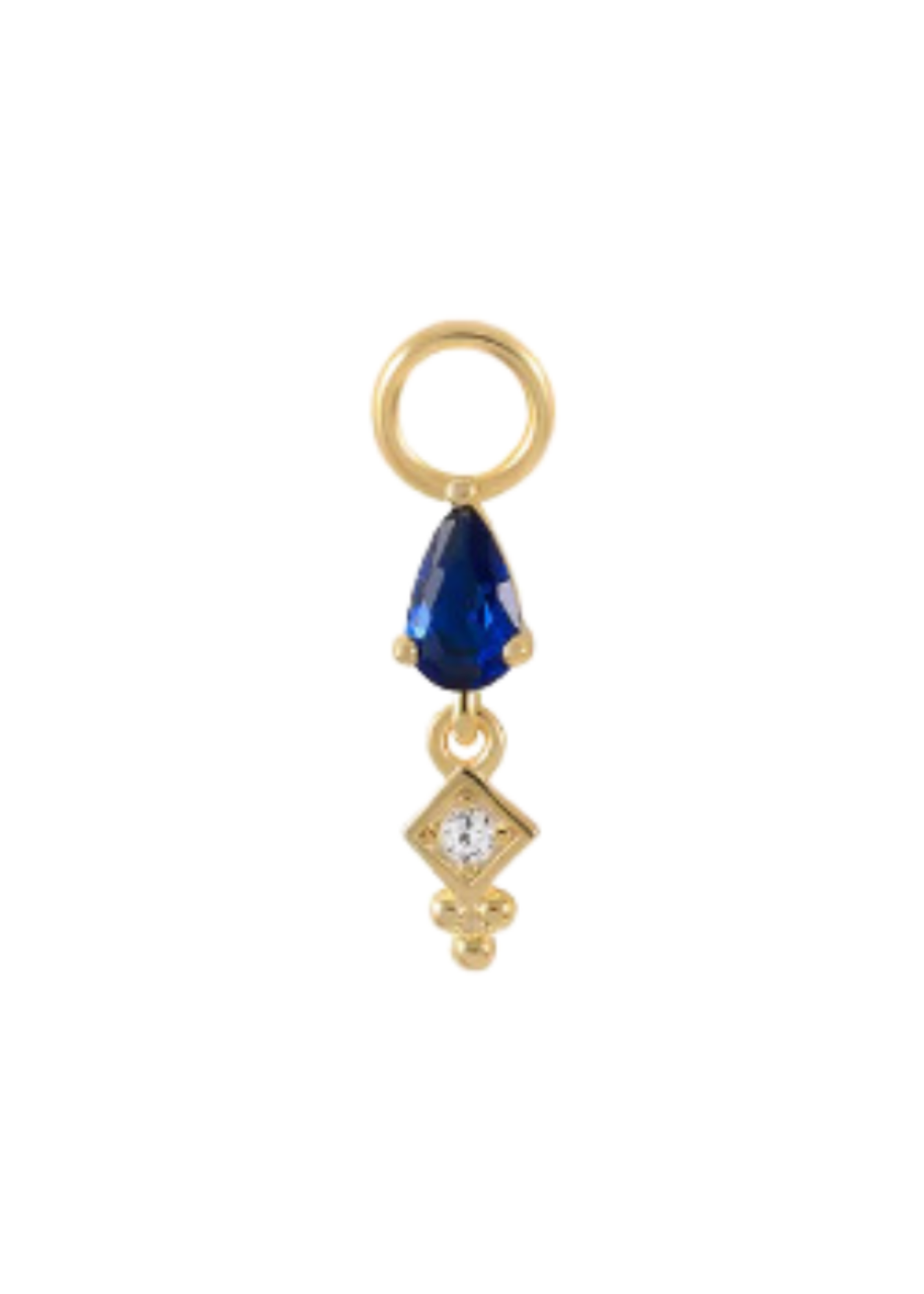 Gold dark blue drop Welcome hoop charm