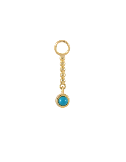 Gold long turquoise Welcome hoop charm