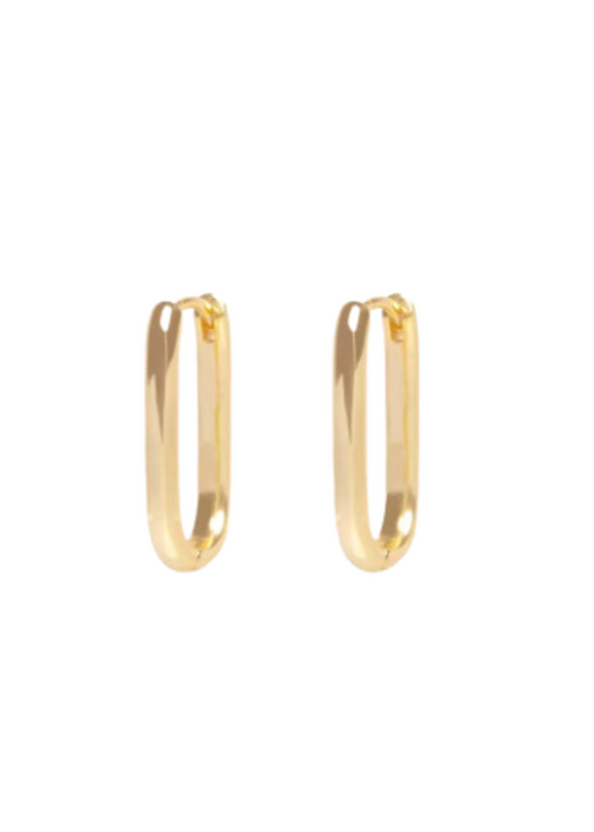 Earrings large rectangle Welcome hoop