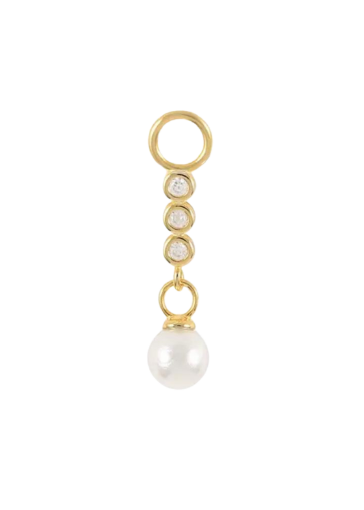 Gold long cristal pearl Welcome hoop charm