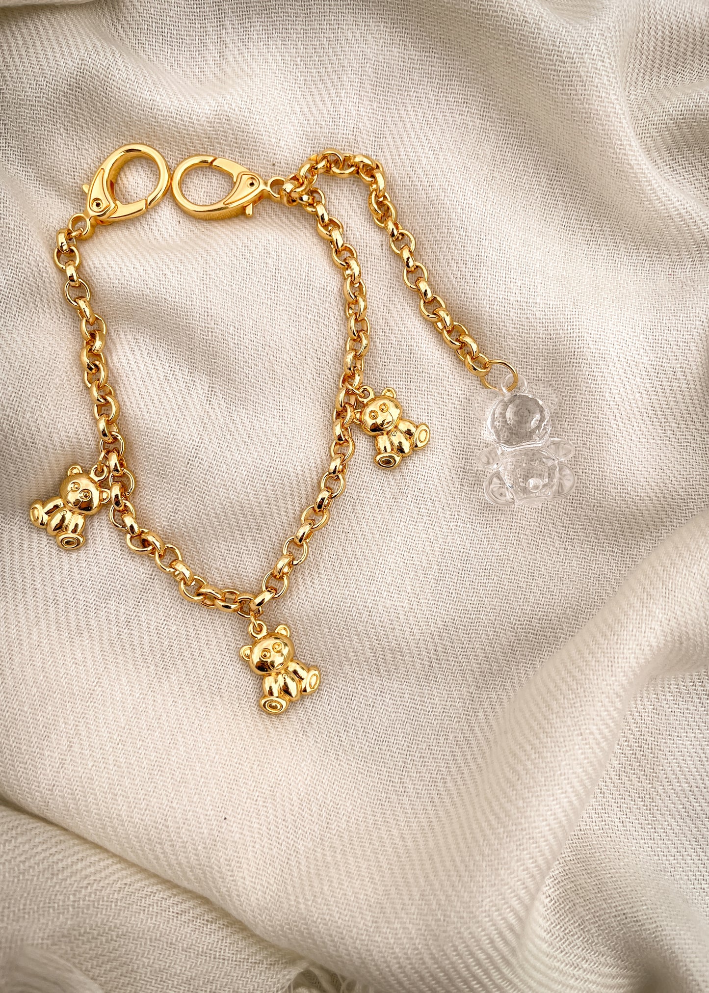 Soft bear bag charm Welcome